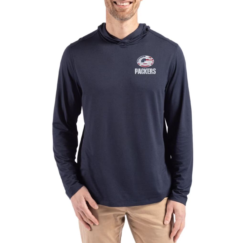 Men 2026 NFL Green Bay Packers Hooded long sleeved T-shirt blue 001